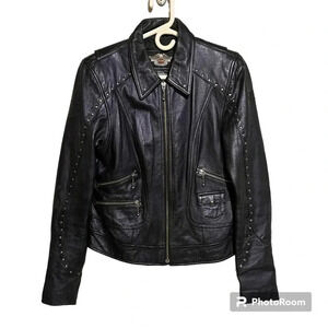 Harley Davidson Women SENSATION Leather Jacket Studded Medium Motorcycle Moto
